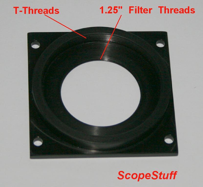 Adapter Plate for Meade DSI cameras, Low Profile with T-threads & 1.25" threads