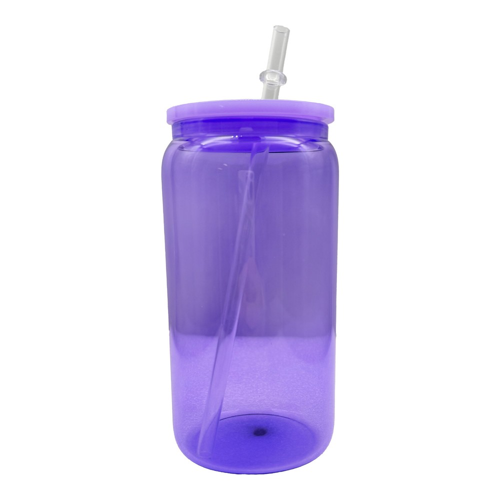 24Pcs/pack 16oz Glass Cups with Lids & Straws Sublimation Transfer Blanks