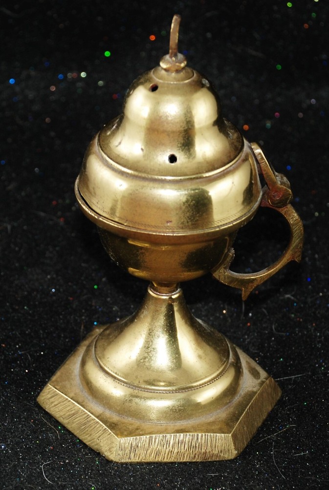 Brass Incense burner- Antique- 6.25"H