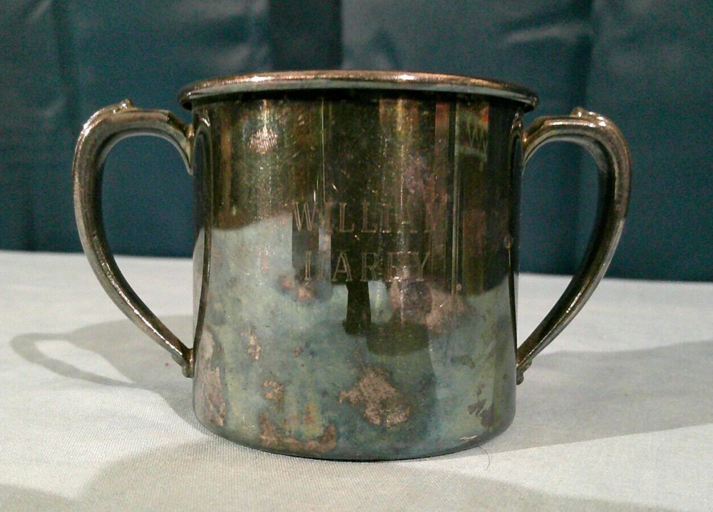 Antique Silver Plated Engraved Baby Cup