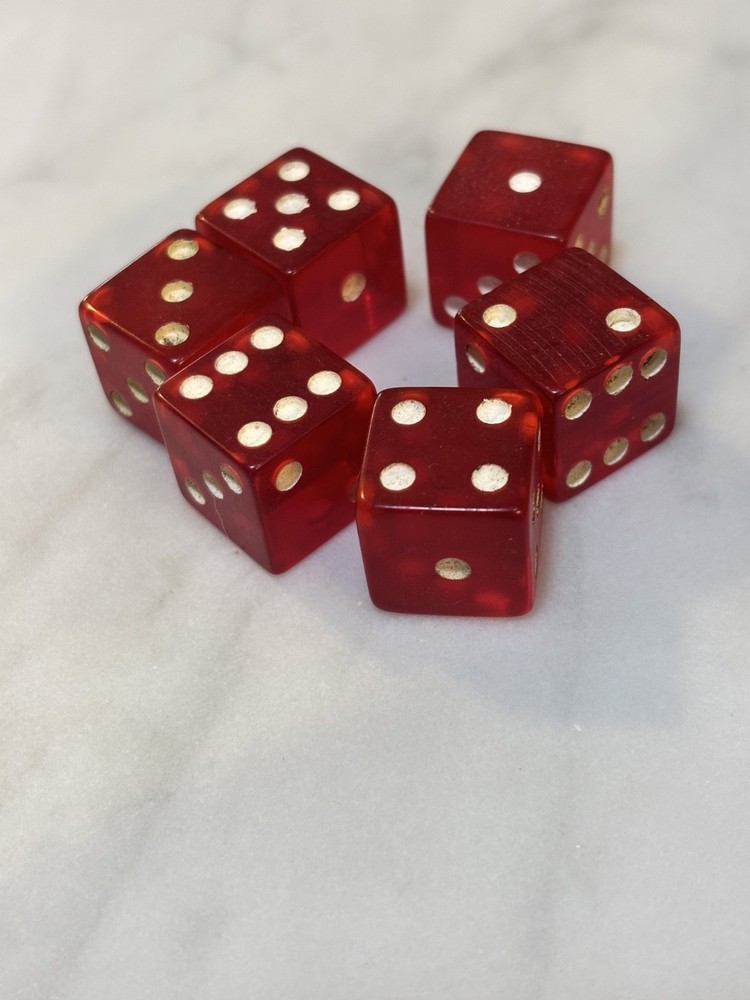 Vintage Translucent Red Bakelite Dice