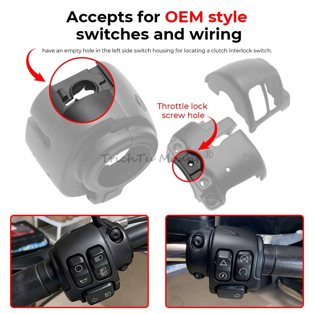 Handlebar Switch Housing Covers Hand Control Button Caps For Harley Dyna Softail