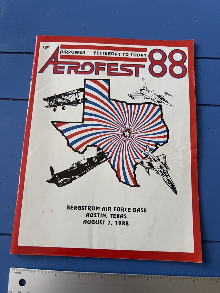 Vintage 1988 Aerofest 88 Program & Schedule, Bergstorm Air Force Base, Austin