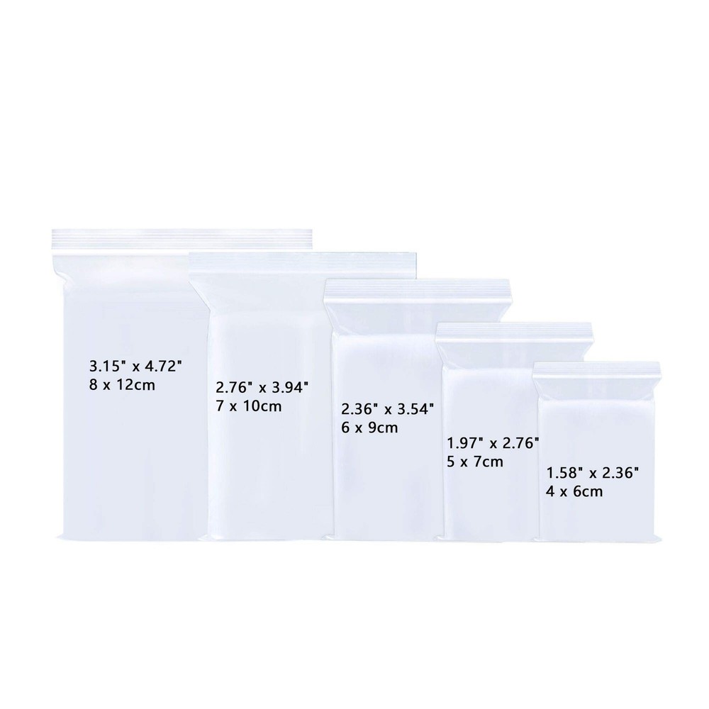 Small Sealable Zipper Bags 500pcs 5 Assorted 500ct Sizes, Clear