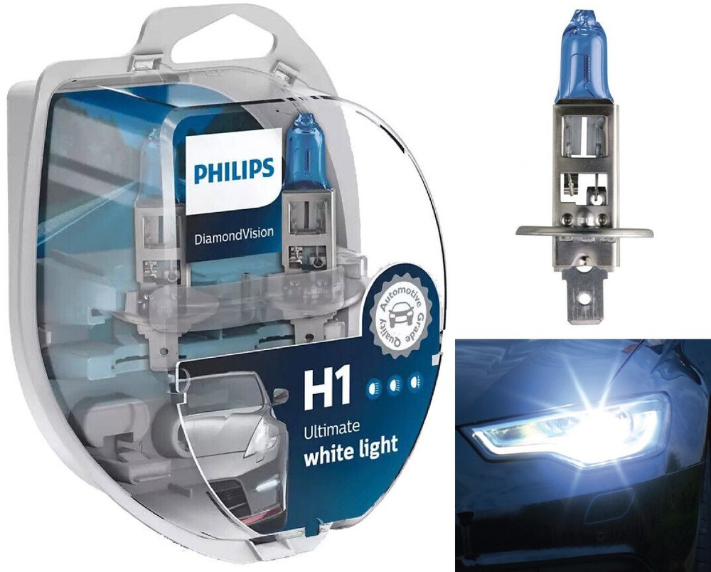 Philips Diamond White 5000K H1 55W Two Bulbs Head Light Low Beam Replacement