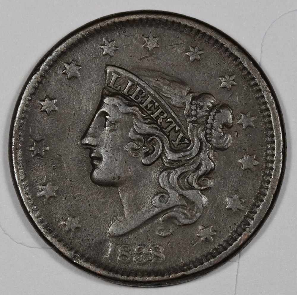 1838 Large Cent.  XF.  205699