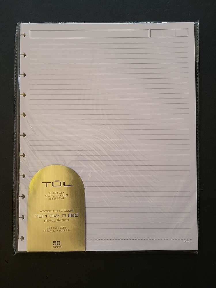 TUL Custom Note-Taking System - Narrow Ruled Refill Pages, 50 Sheets Color