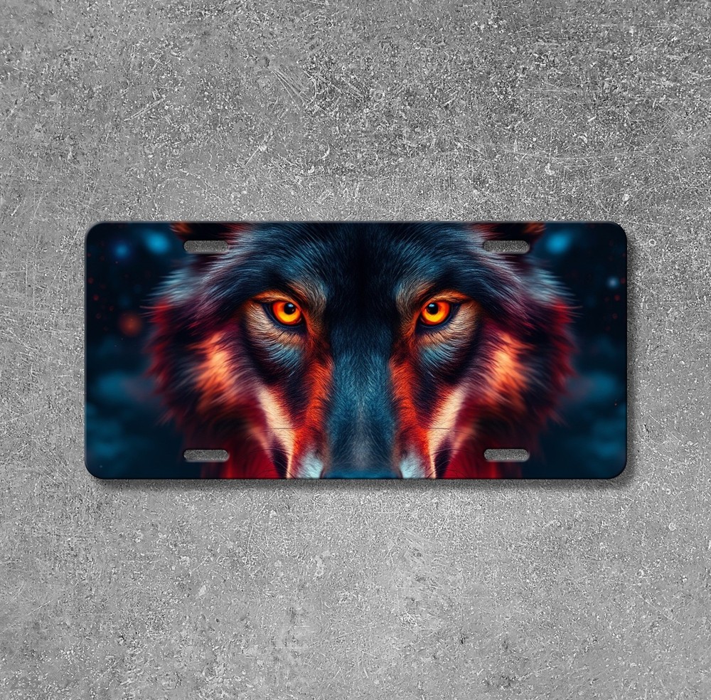Intense Wolf License Plate Custom Front Plate Anniversary Gift