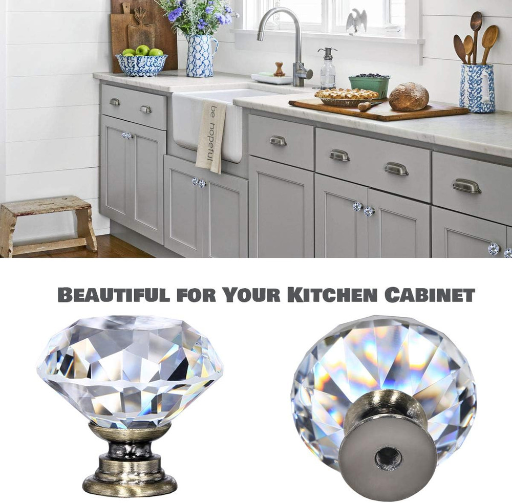 12p Brass Crystal Knobs Glass Drawer Pulls Drawer Pulls and 12 Pack Bronze