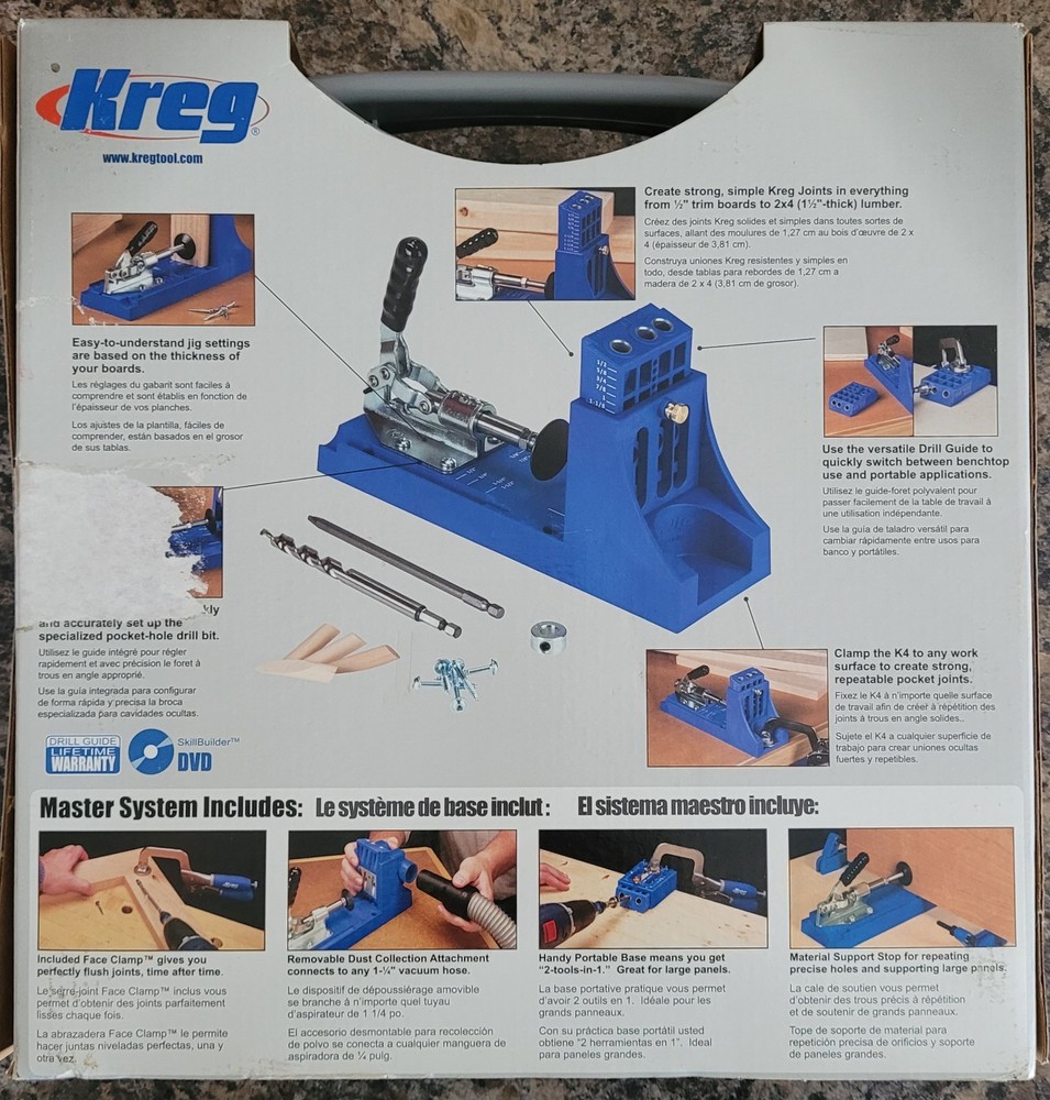 Kreg Jig K4 Master System NEW + EXTRA Kreg Right Angle Clamp Bundle NOS