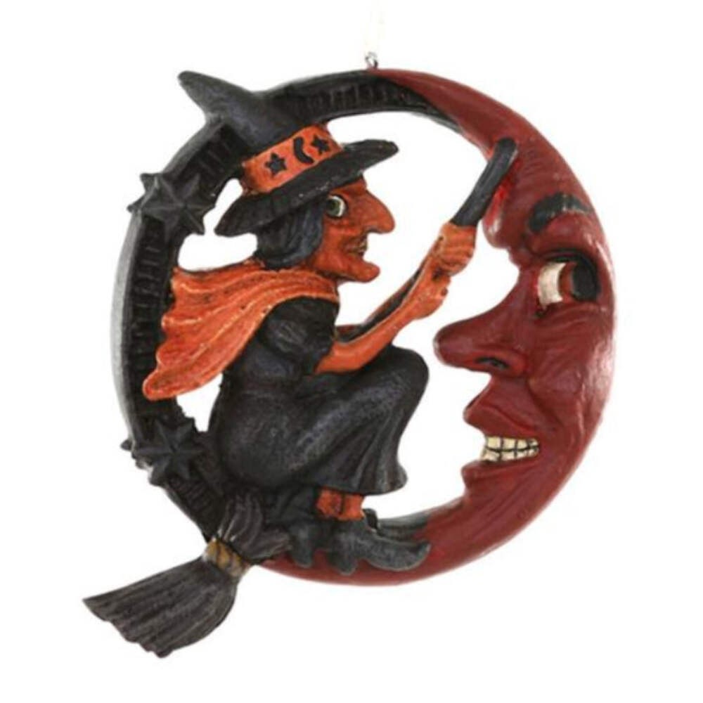 Vintage Halloween Moon & Witch Decor