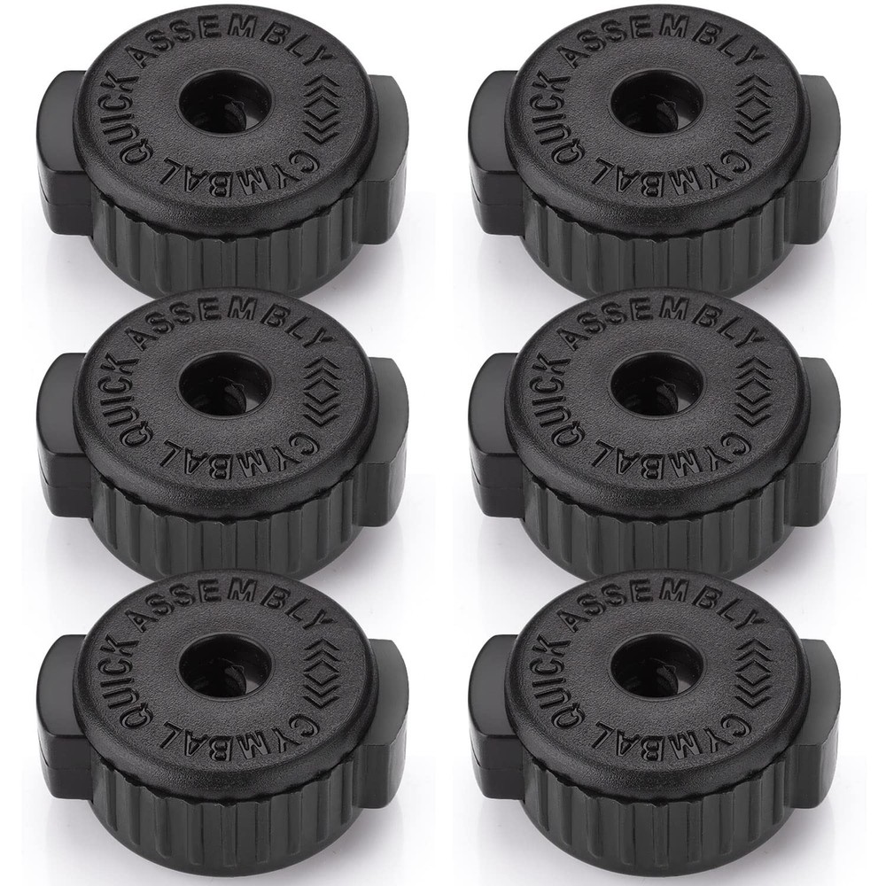 Facmogu 6PCS Black Plastic Cymbal Nuts, 8mm Quick-set Nut for
