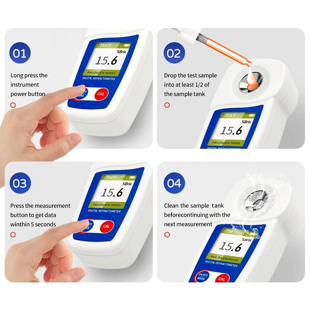 Waterproof Digital Brix Meter with Automatic Temperature Compensation for Juices