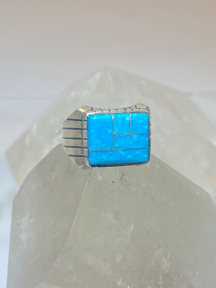 Blue ring size 8.75 sterling silver band southwest
