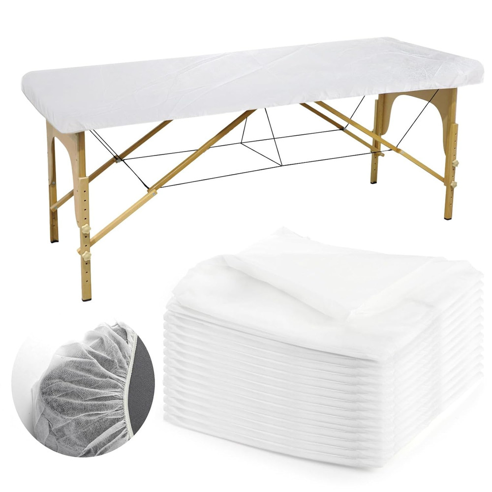 30 PCS Disposable Fitted Massage Table Sheets, Elastic Spa Bed Covers, Breathabl