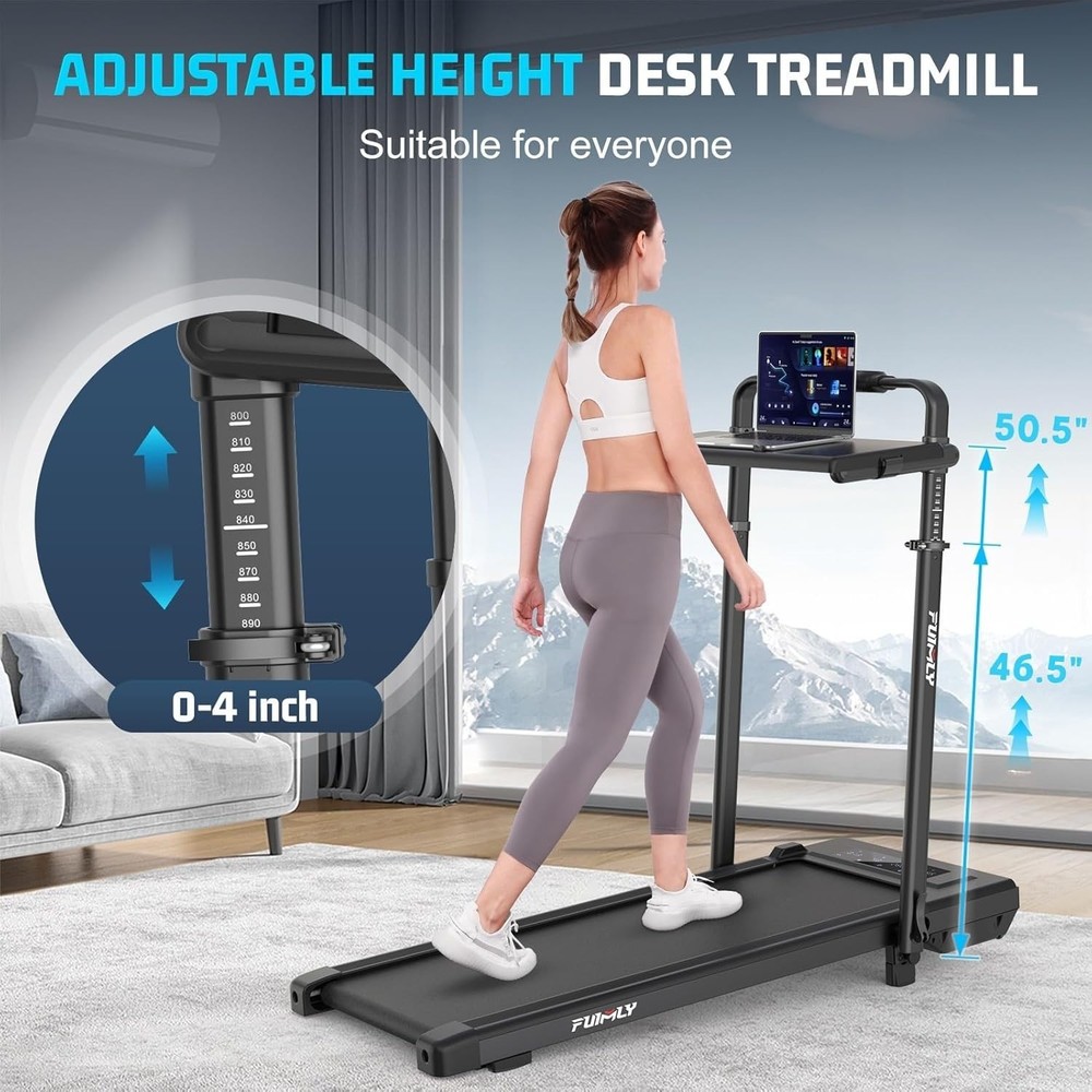 2.5HP Powerful Treadmill Machine w/Adjustable Height&Removable Desk Workstation