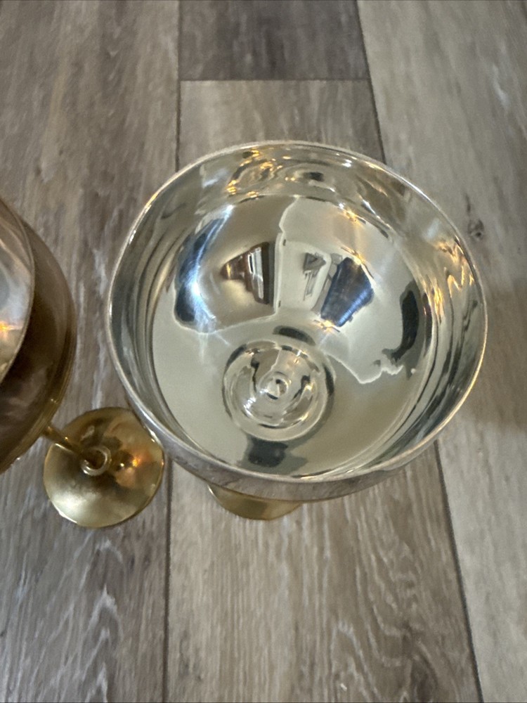 two-tone wine goblets, likely silver-plated brass