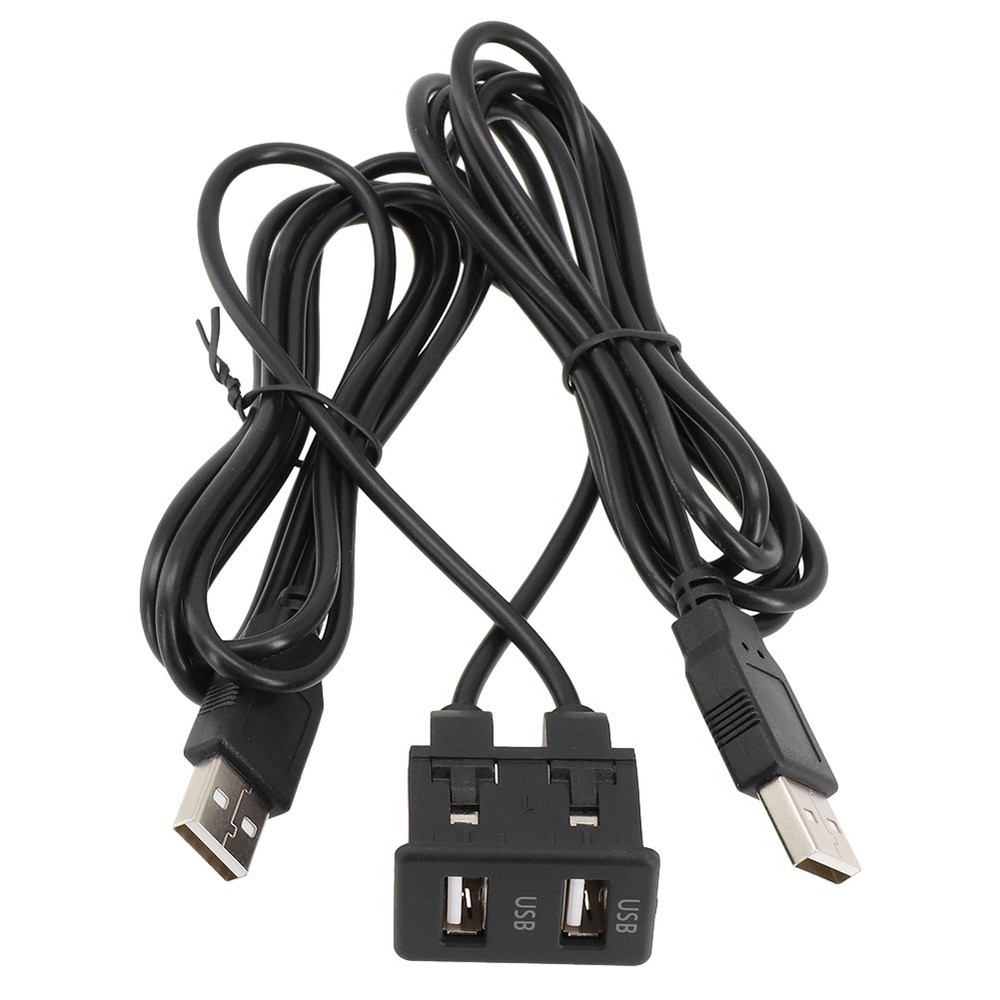 150CM Car Dash Flush Mount AUX USB Port Panel Dual USB Extension Adapter Cable
