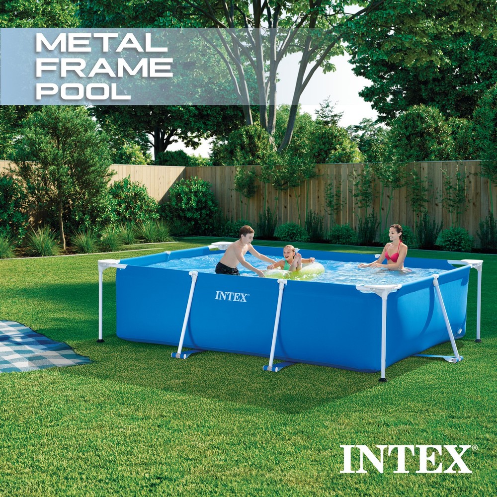 Intex Rectangular Frame Above Ground Outdoor Backyard Swimming Pool