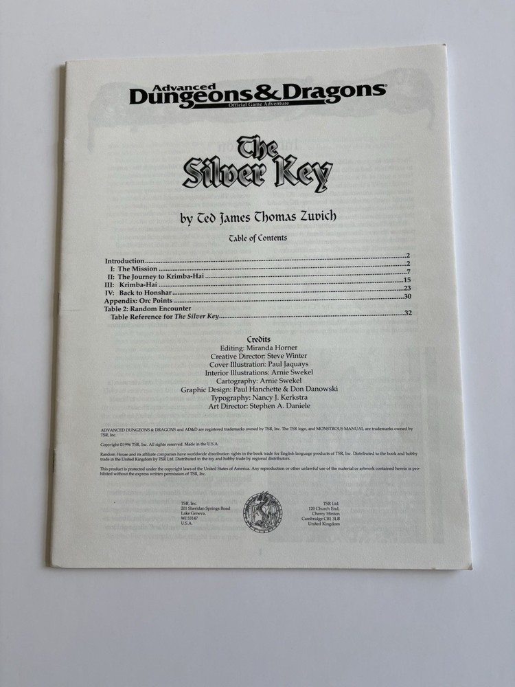 Advanced Dungeons and Dragons The Silver Key TSR 1996
