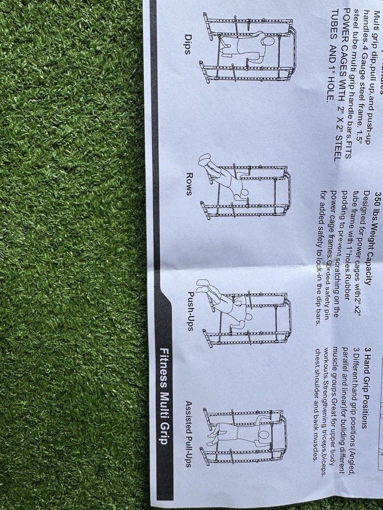 Power Rack Dip Handles Attachment-multi Grip Pull Up Bars For 2x2’’ Cage 1” Hole