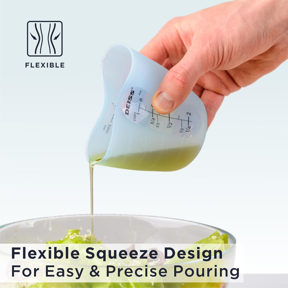 Deiss PRO 3 Piece Silicone Measuring Cup Set - Versatile & Durable, Easy-Pour...