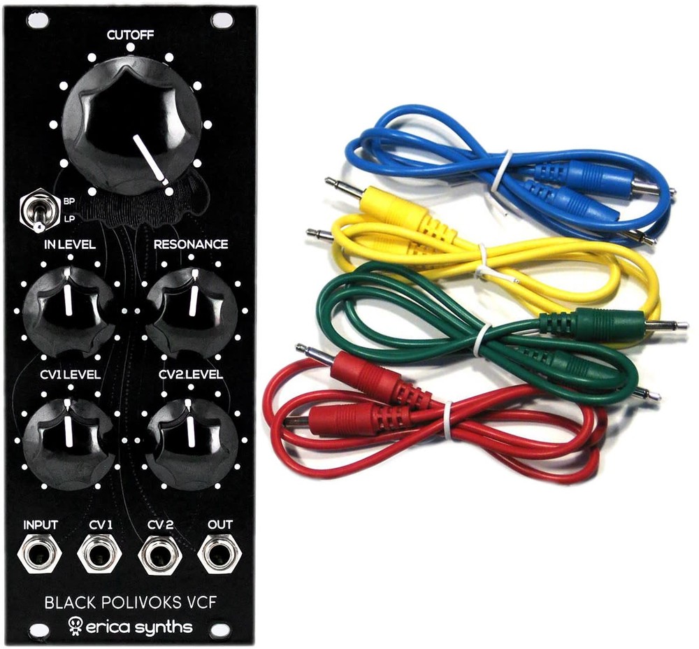 Erica Black Polivoks VCF V2 Eurorack Synth Module w/ 4 Cables and Cloth