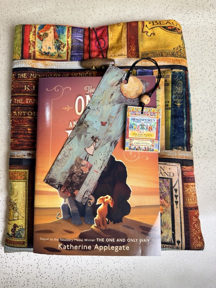 Fabric book cover with button closure With Bookmark Included, Classic Design
