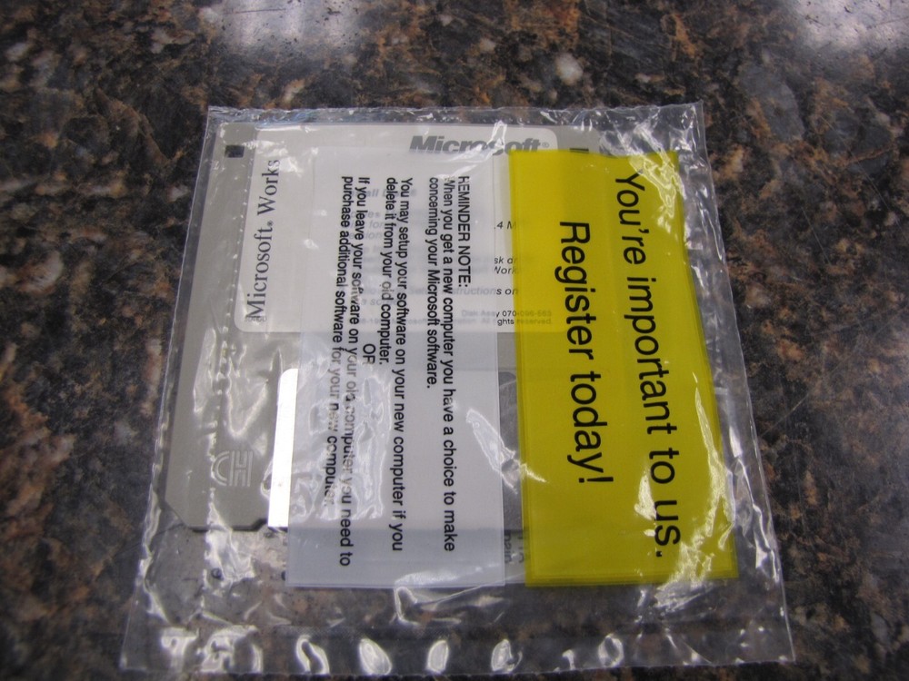 Vintage Microsoft Works Version 4.0 3.5" Disk Only - New Sealed - MC12