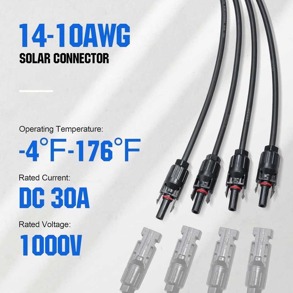 1 Pair Solar Y Branch Connectors 1 to 4 Connector Parallel Panel Cable Wire Plug
