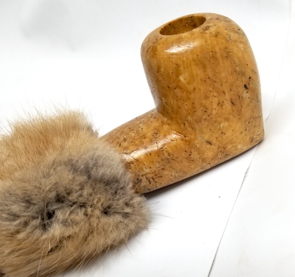 14-3/4" Marbled SoapStone Peace Pipe Apache Made Chanupa Pipe