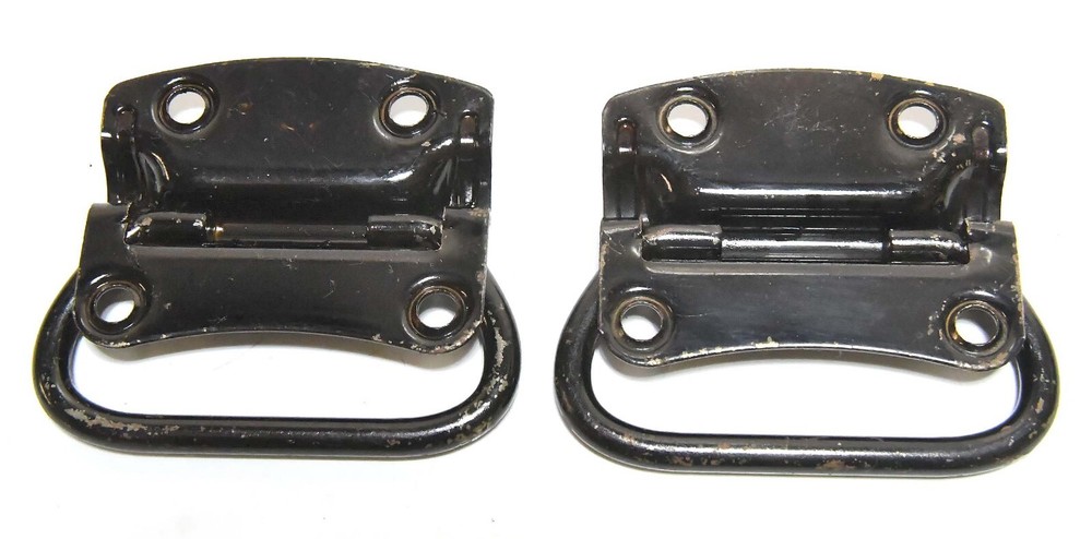 2 VINTAGE INDUSTRIAL MOUNT SURFACE MOUNT PULL RING HANDLES FOR CHEST OR CABINET