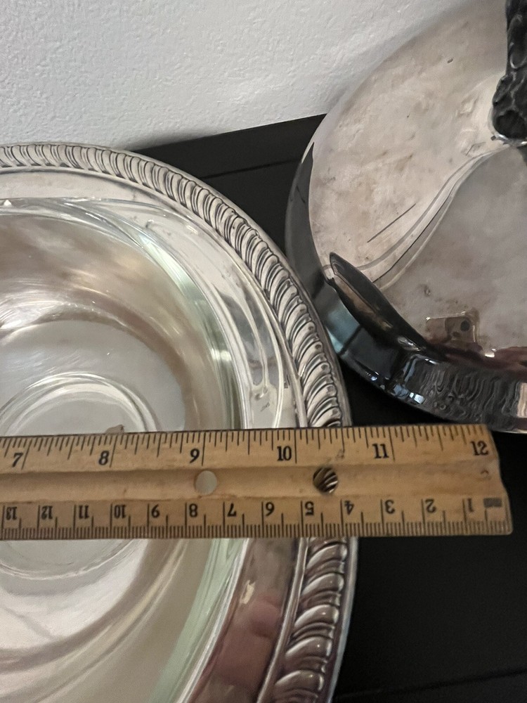 F.B. ROGERS SILVER CO. SILVER PLATED FOOTED COVERED DISH SERVING BOWL #1158