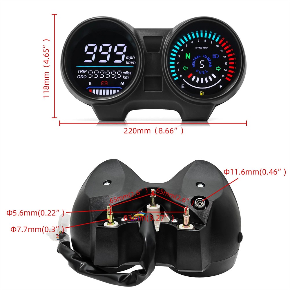 For Motorcycle LCD Speedometer TachometerIndicator Universal Digital Meter Board