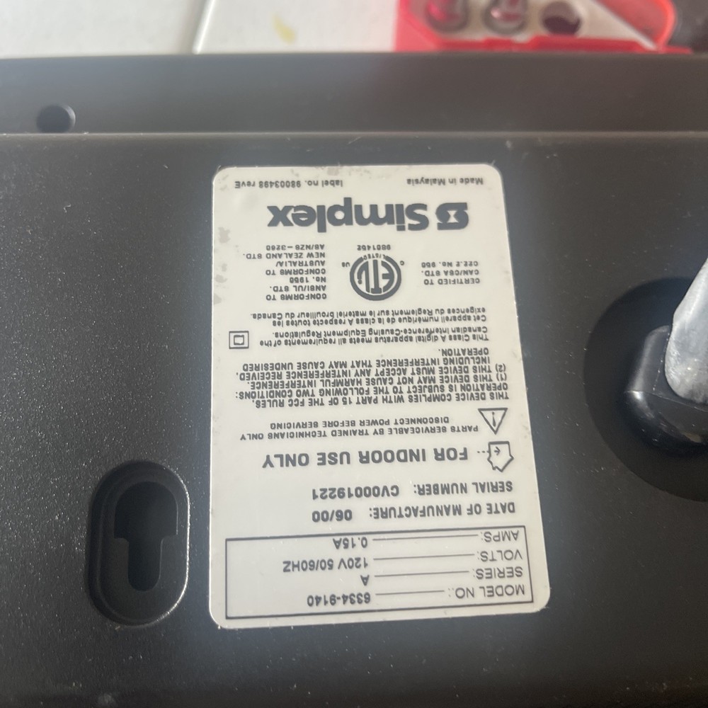 Simplex Clock Model, 6334-9140