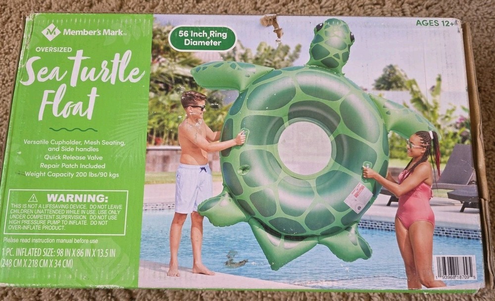 Member’s Mark Oversized Sea Turtle Float Weight Cap. 200lbs 56" Long