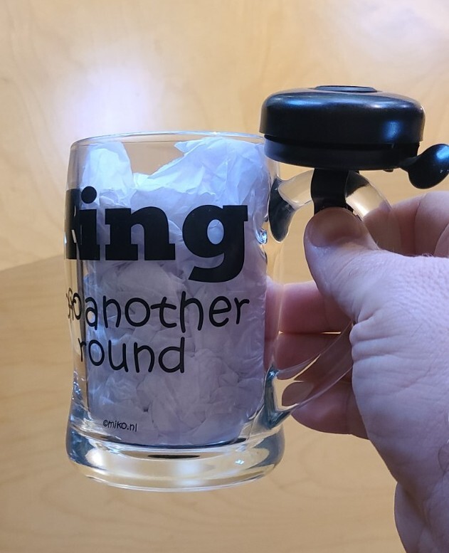 Mug: Novelty: "Ring For Another Round": Fun Bar Accessory