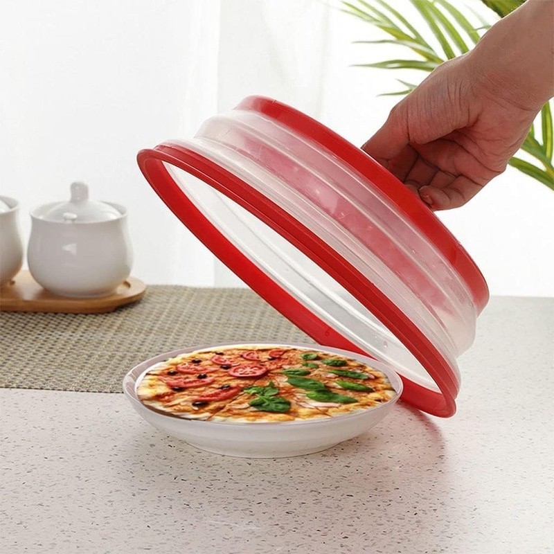 Microwave Cover Space Saving Food Splatter Protector W/ Strainer Function New