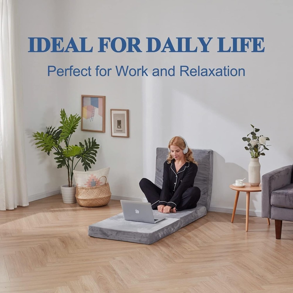 Tri-Folding Foam Topper Mattress, 4-Inch Thickness – Portable Guest Solution