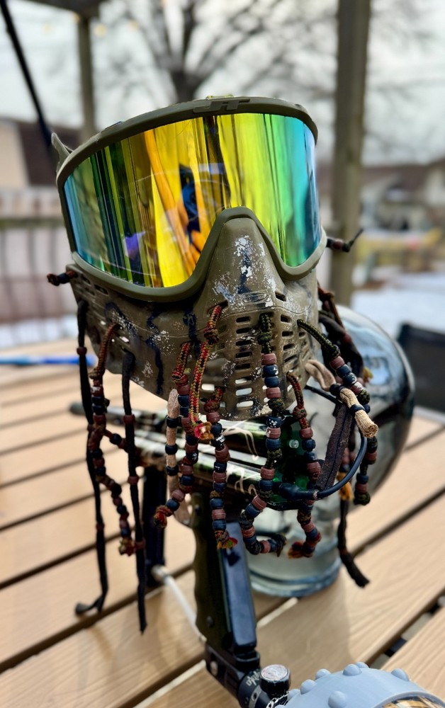 JT Flex 7 Proshield Shield Paintball Mask OG Olive Thin Frames Mirror Lens Camo