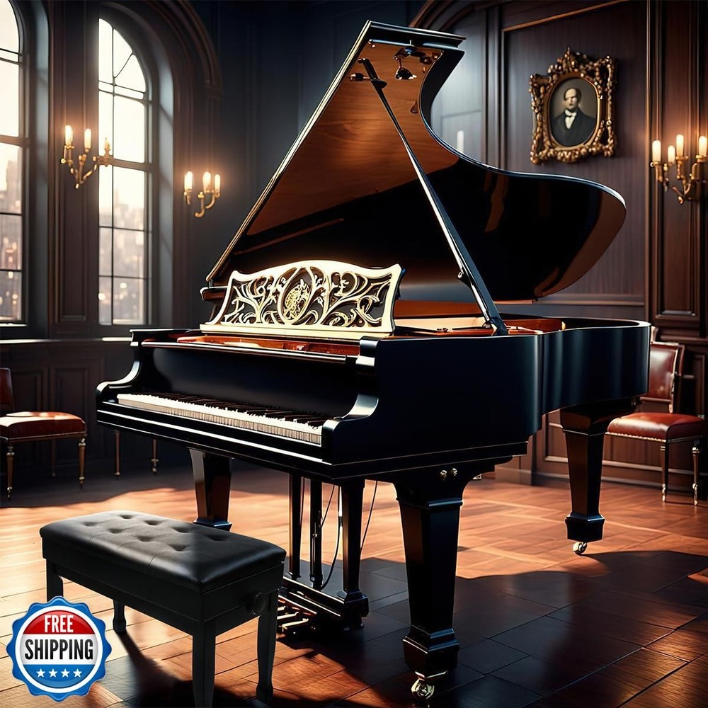 FILISITE Adjustable Height Piano Bench with Storage, Solid Wood Duet Keyboard