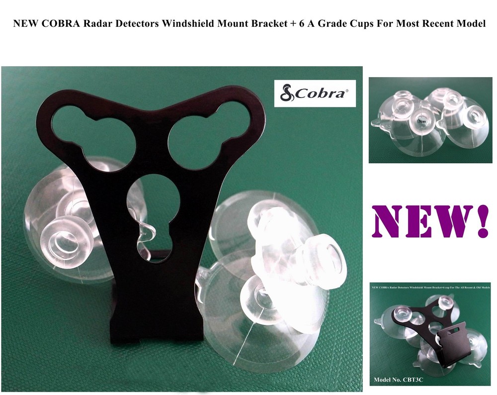 Nice Windshield Mount Bracket + 6 Suction Cup Good For the Cobra Radar Detectors