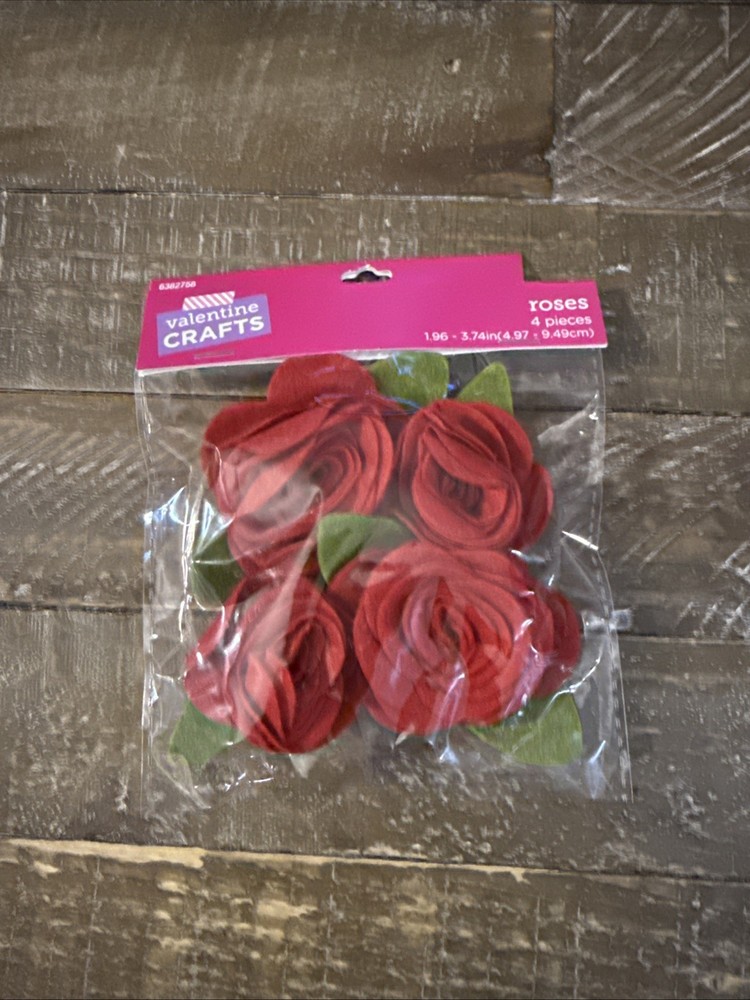 Valentines Crafts Felt Roses 4 Count