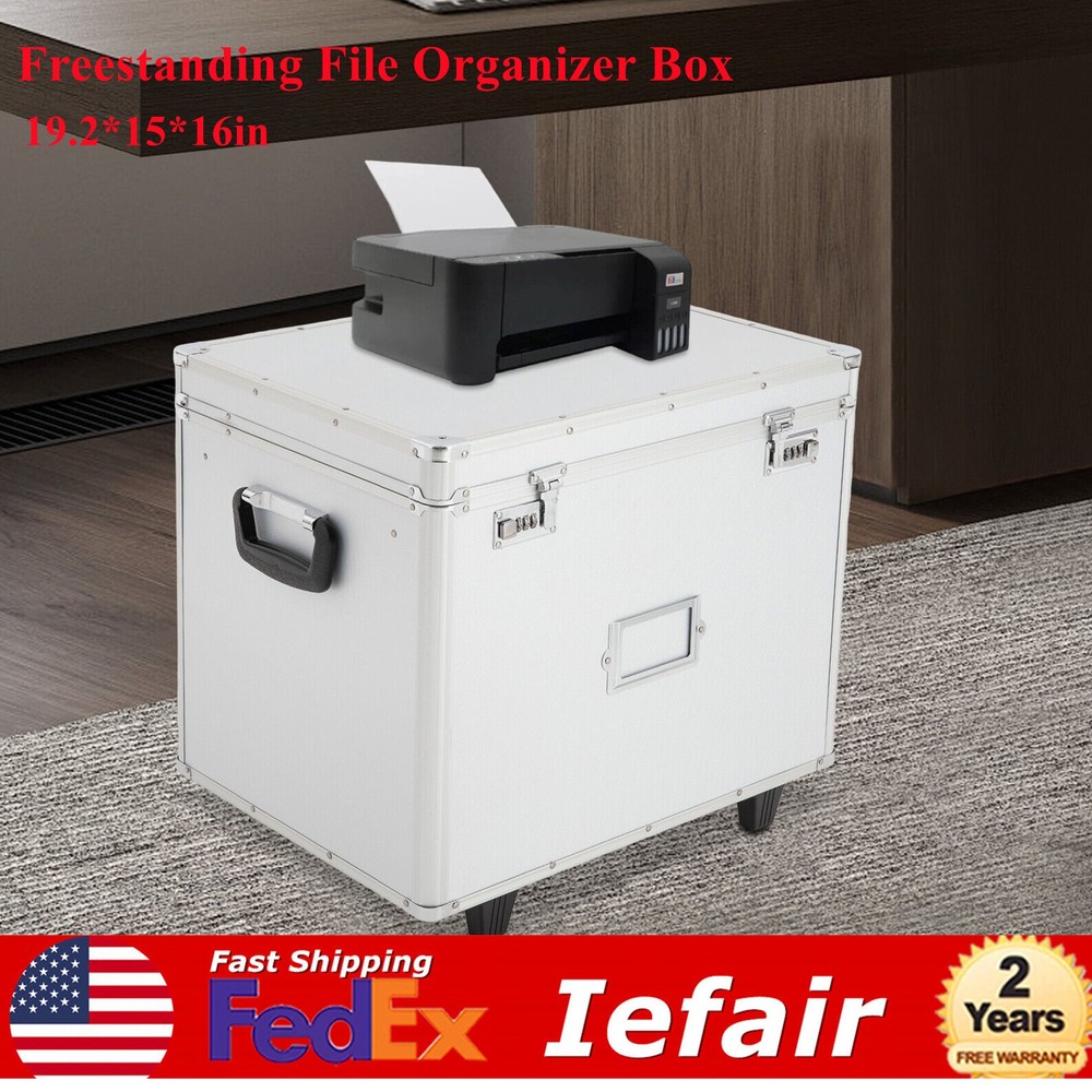 Freestanding File Organizer Box Rectangular Storage Box Silver 48.8*38*41cm