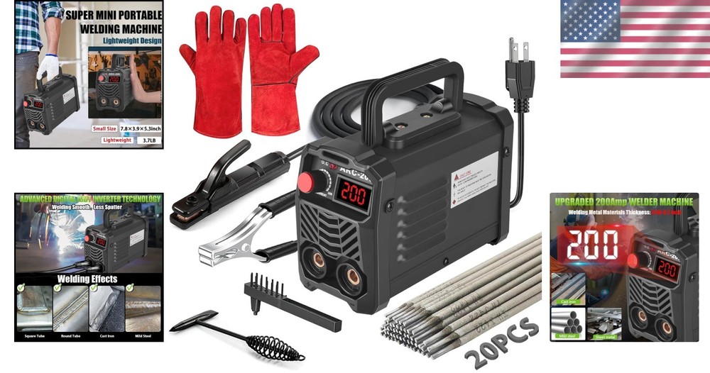 200A Mini Portable Welding Machine with 20 Rods - Advanced IGBT Technology