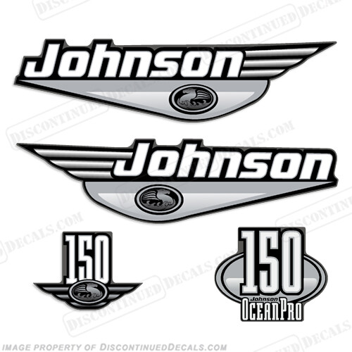 Fits Johnson 150 hp Ocean Pro Decals - 1999 (Silver)