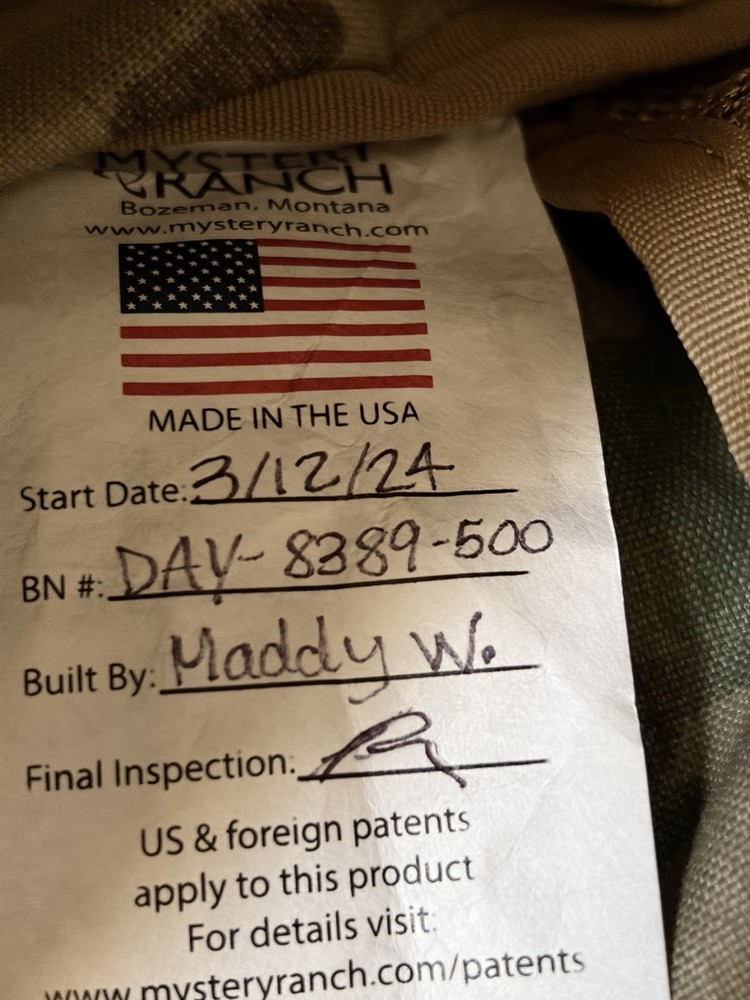 Mystery Ranch 3 Day Assault Pack Multicam Backpack with BVS 18-21" Medium