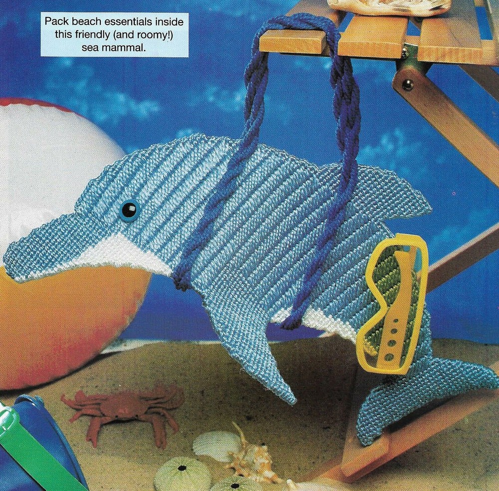 DOLPHIN BEACH BAG PLASTIC CANVAS PATTERN INSTRUCTIONS
