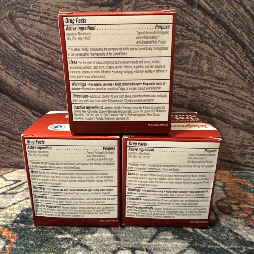 3 NEW Boxes Walgreens Homeopathic First Aid Ointment 2oz Compare To Emuaid Max