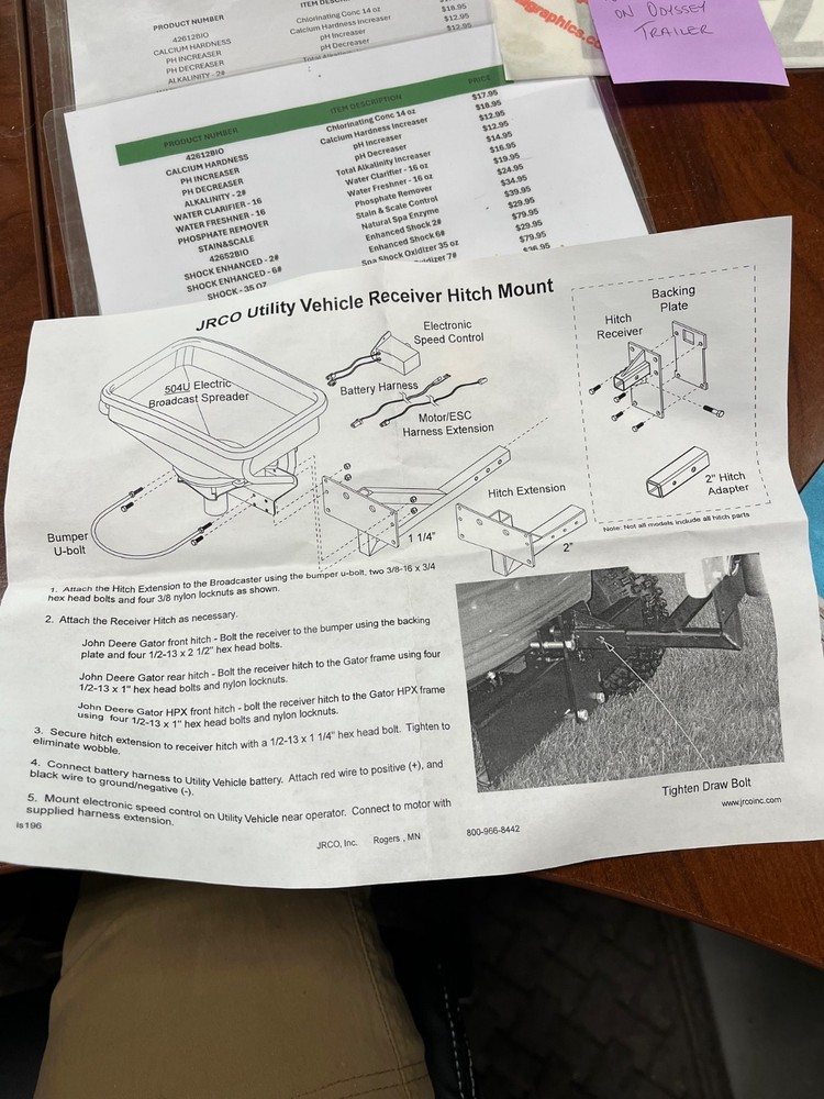 JRCO UTILITY VEHICLE RECEIVER HITCH MOUNT